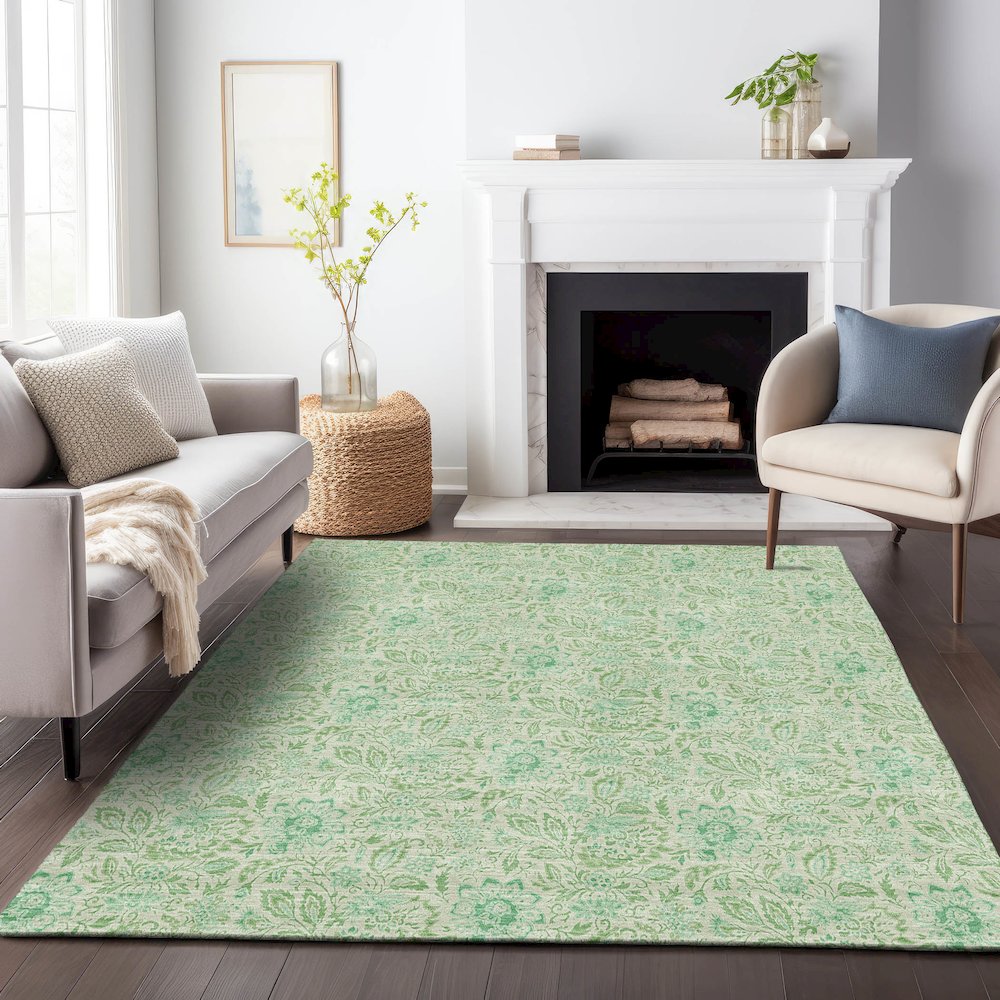 Premium Machine Washable Mayfield AMF660 Sage 5' x 7'6" Rug. Picture 5