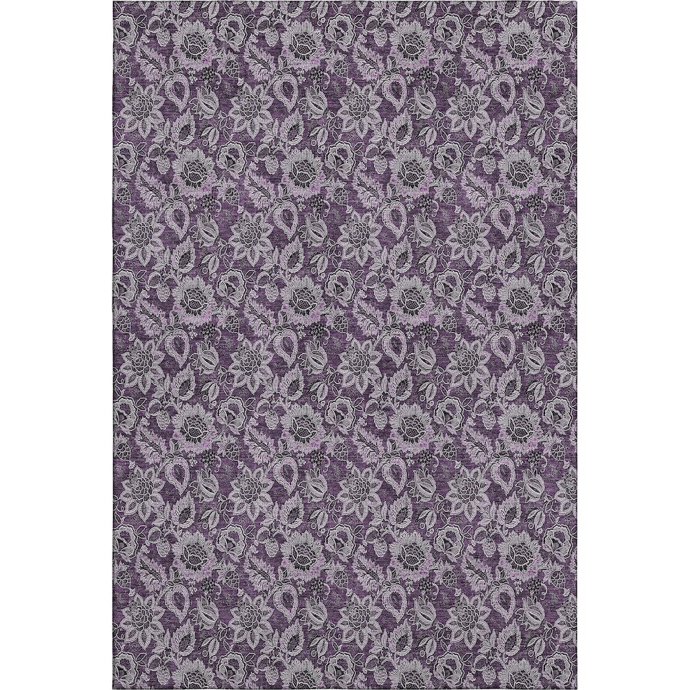 Premium Machine Washable Mayfield AMF661 Eggplant 5' x 7'6" Rug. Picture 1
