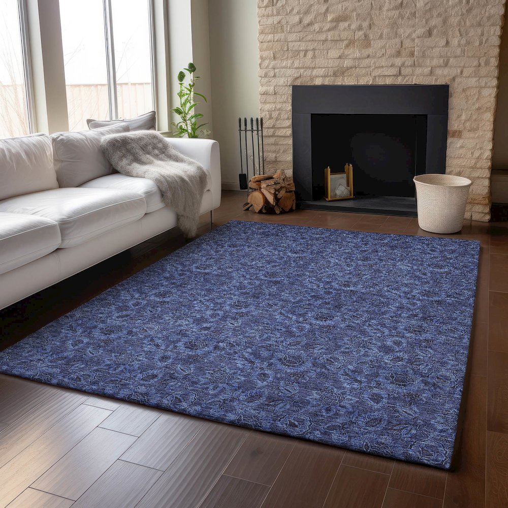 Premium Machine Washable Mayfield AMF661 Navy 5' x 7'6" Rug. Picture 6