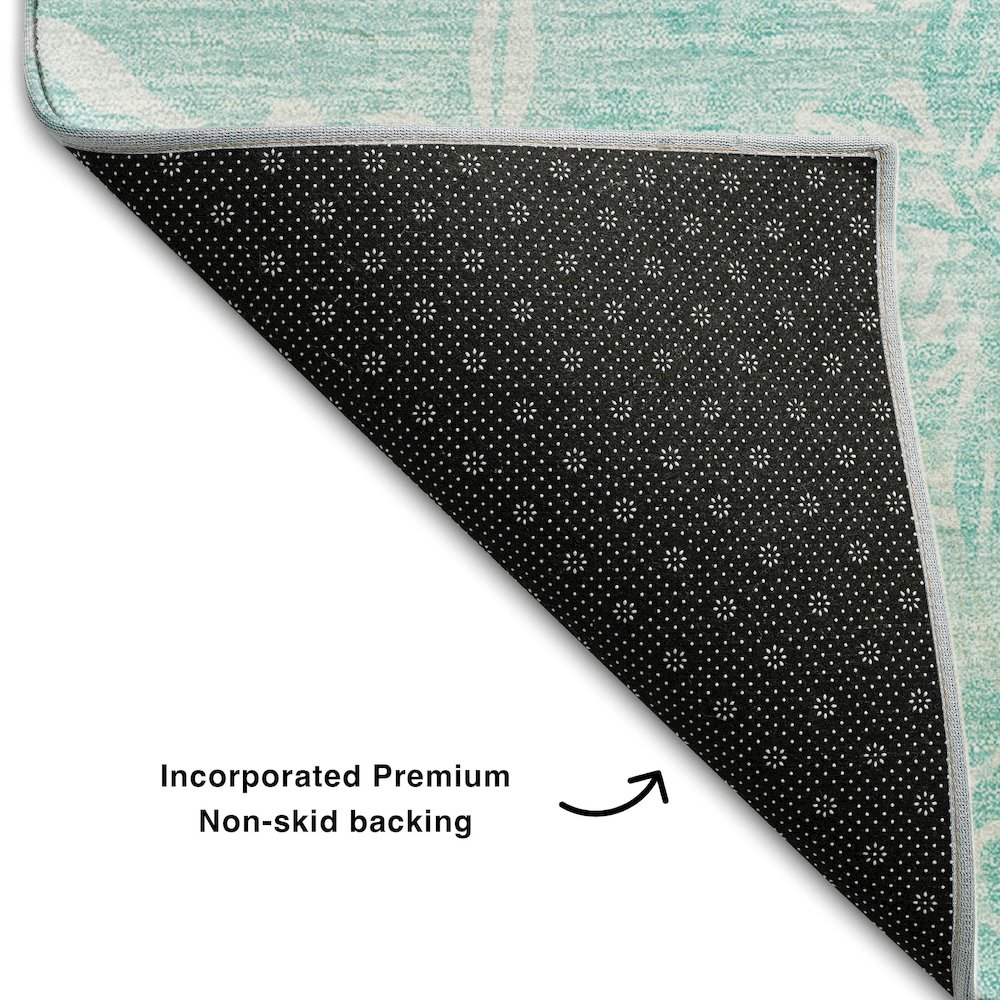 Premium Machine Washable Mayfield AMF673 Teal 2'6" x 3'10" Rug. Picture 2