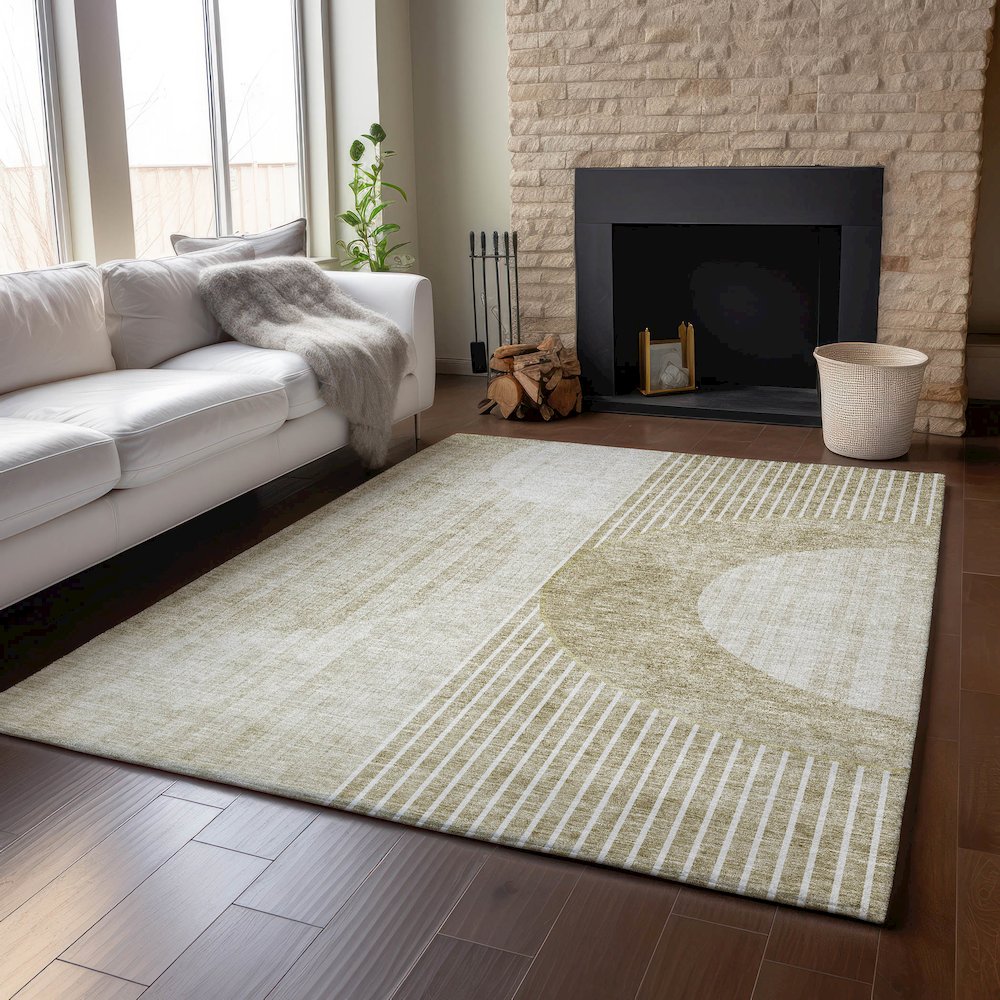 Premium Machine Washable Mayfield AMF676 Taupe 5' x 7'6" Rug. Picture 6