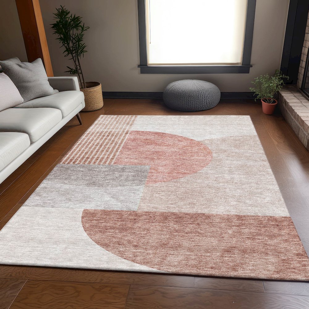 Premium Machine Washable Mayfield AMF678 Copper 5' x 7'6" Rug. Picture 5