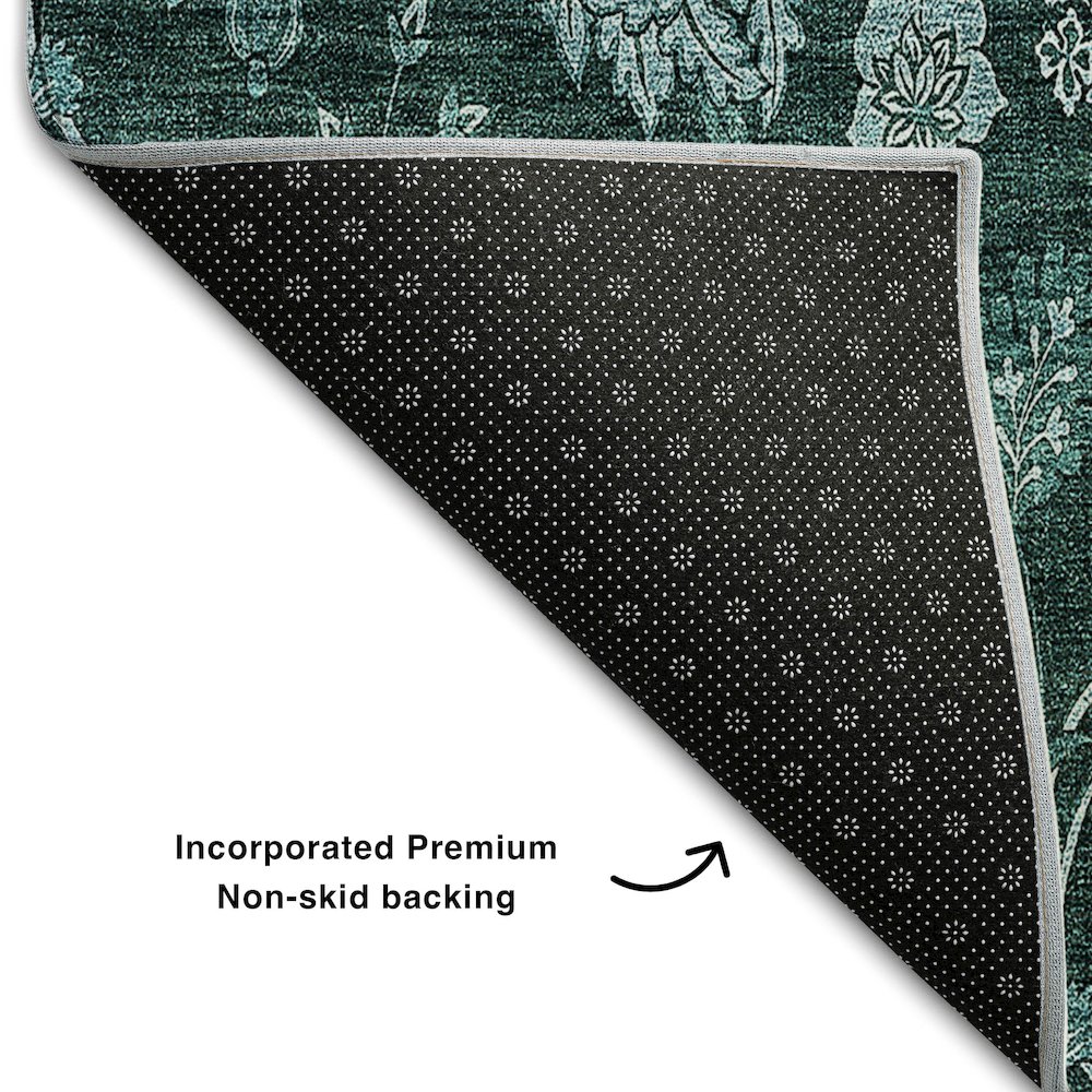 Premium Machine Washable Mayfield AMF680 Teal 2'6" x 3'10" Rug. Picture 2