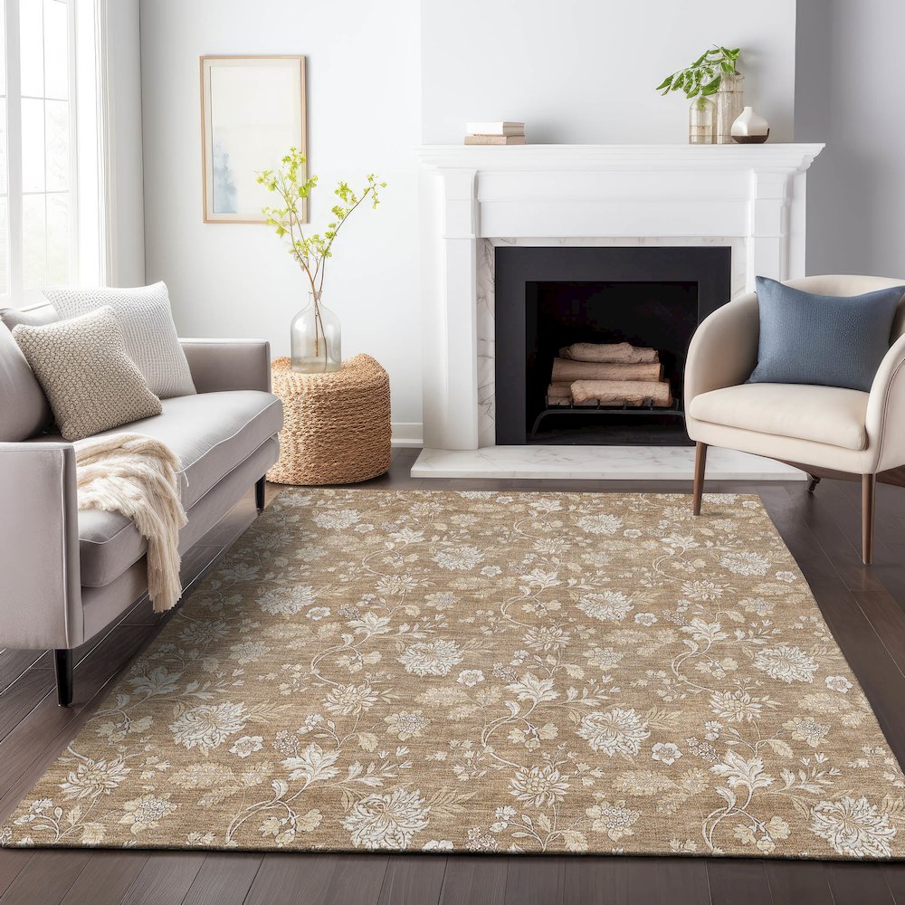 Premium Machine Washable Mayfield AMF681 Copper 5' x 7'6" Rug. Picture 5