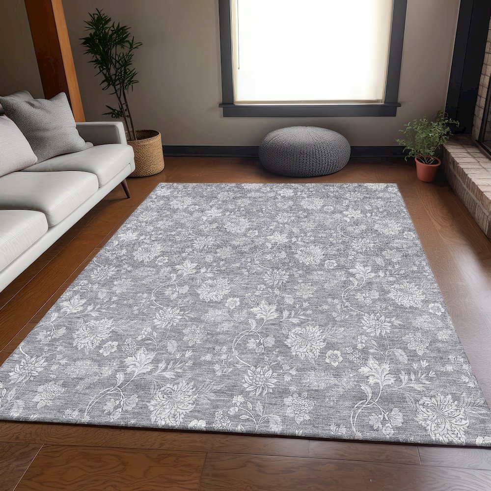Premium Machine Washable Mayfield AMF681 Gray 5' x 7'6" Rug. Picture 5