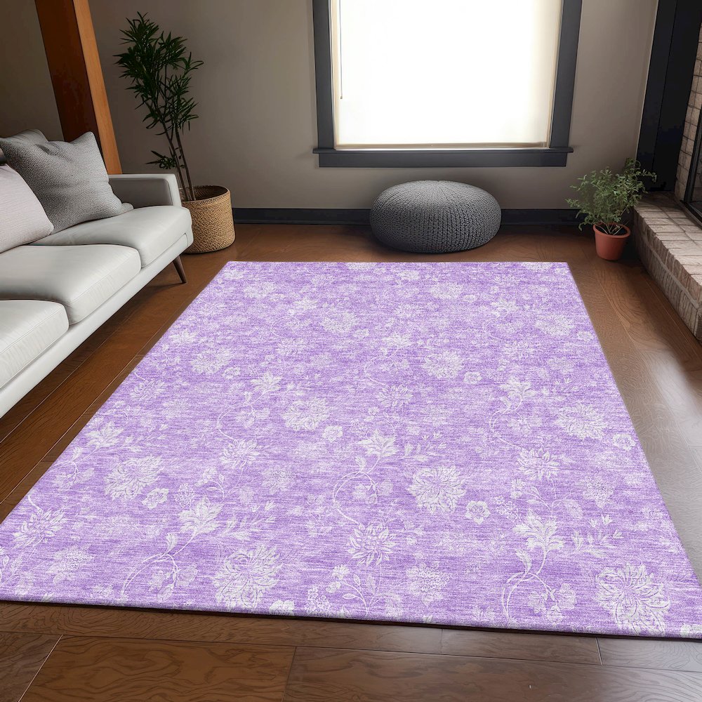 Premium Machine Washable Mayfield AMF681 Lilac 5' x 7'6" Rug. Picture 5