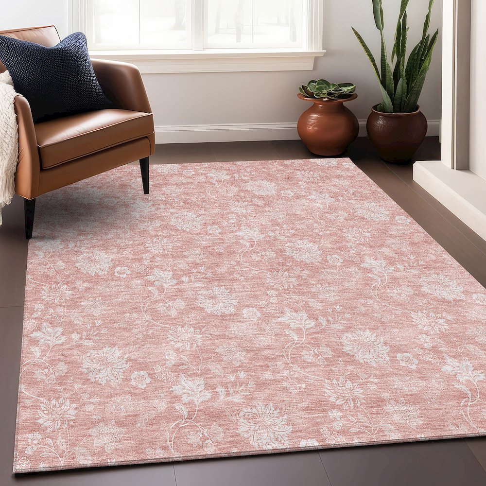 Premium Machine Washable Mayfield AMF681 Pink 5' x 7'6" Rug. Picture 6