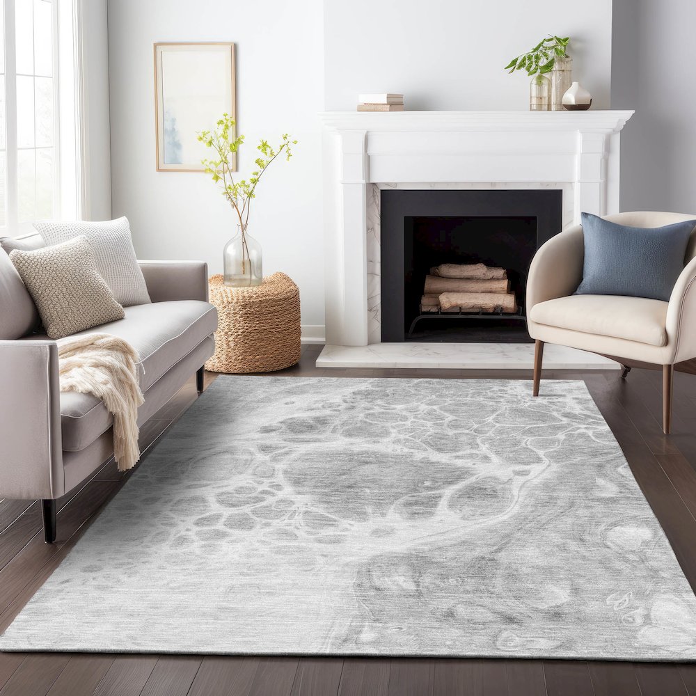 Premium Machine Washable Mayfield AMF682 Gray 5' x 7'6" Rug. Picture 5