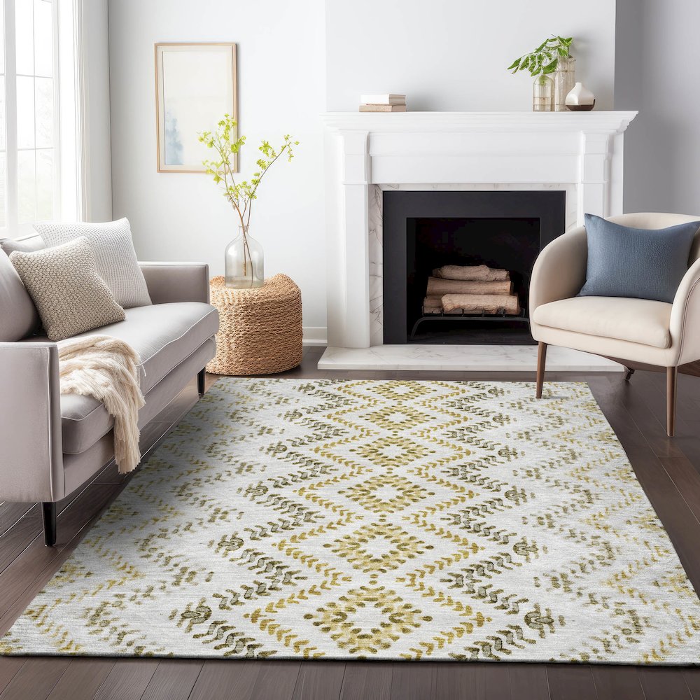 Premium Machine Washable Mayfield AMF684 Taupe 5' x 7'6" Rug. Picture 5