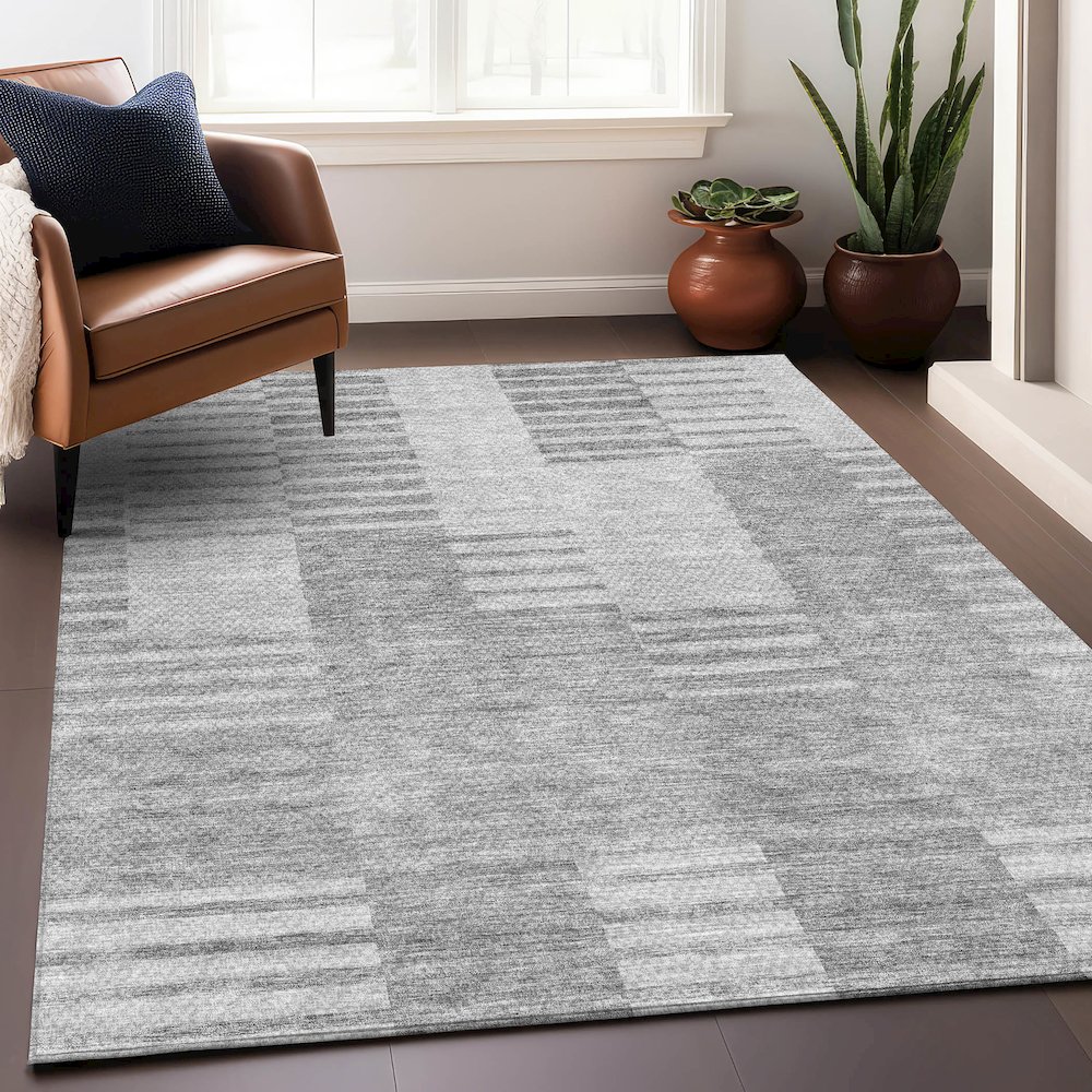 Premium Machine Washable Mayfield AMF686 Silver 5' x 7'6" Rug. Picture 6