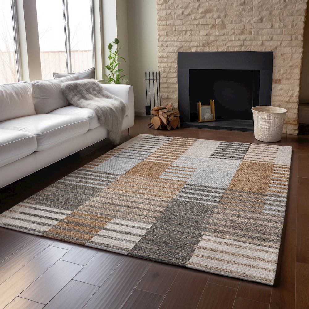 Premium Machine Washable Mayfield AMF687 Paprika 5' x 7'6" Rug. Picture 6