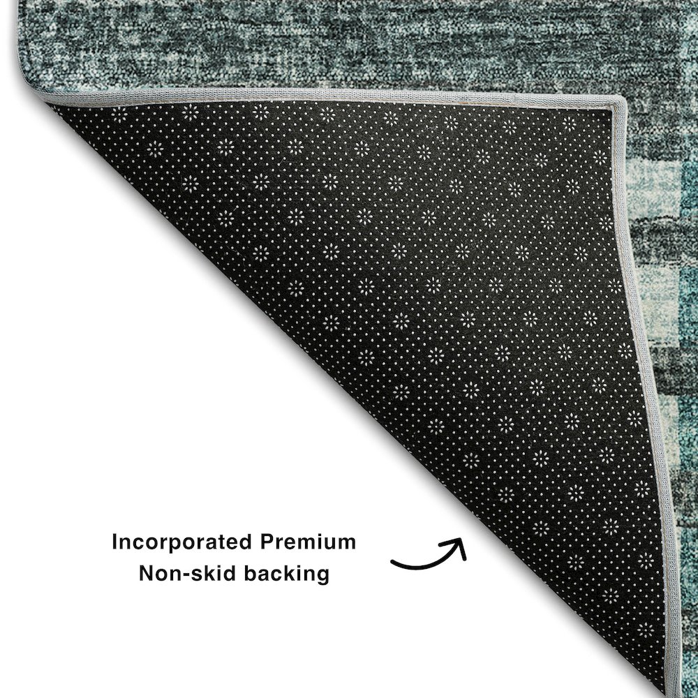 Premium Machine Washable Mayfield AMF687 Teal 2'6" x 3'10" Rug. Picture 2