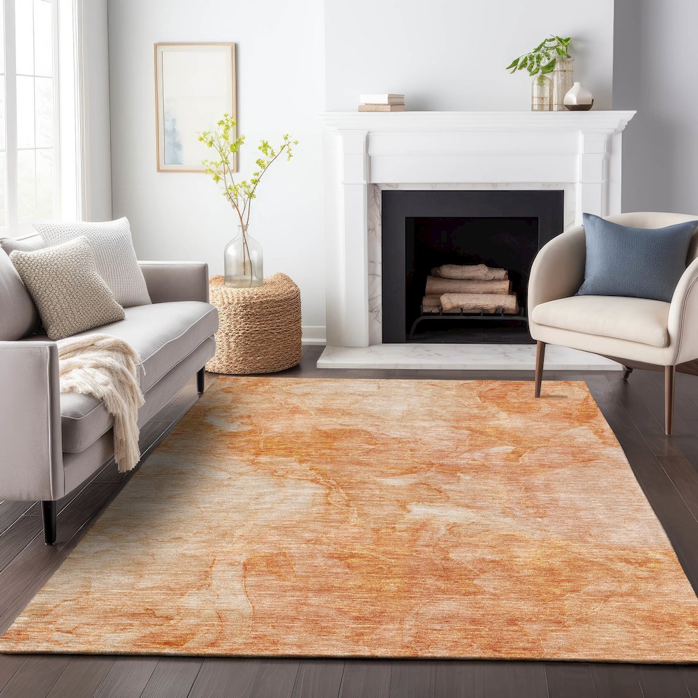 Premium Machine Washable Mayfield AMF688 Salmon 5' x 7'6" Rug. Picture 5