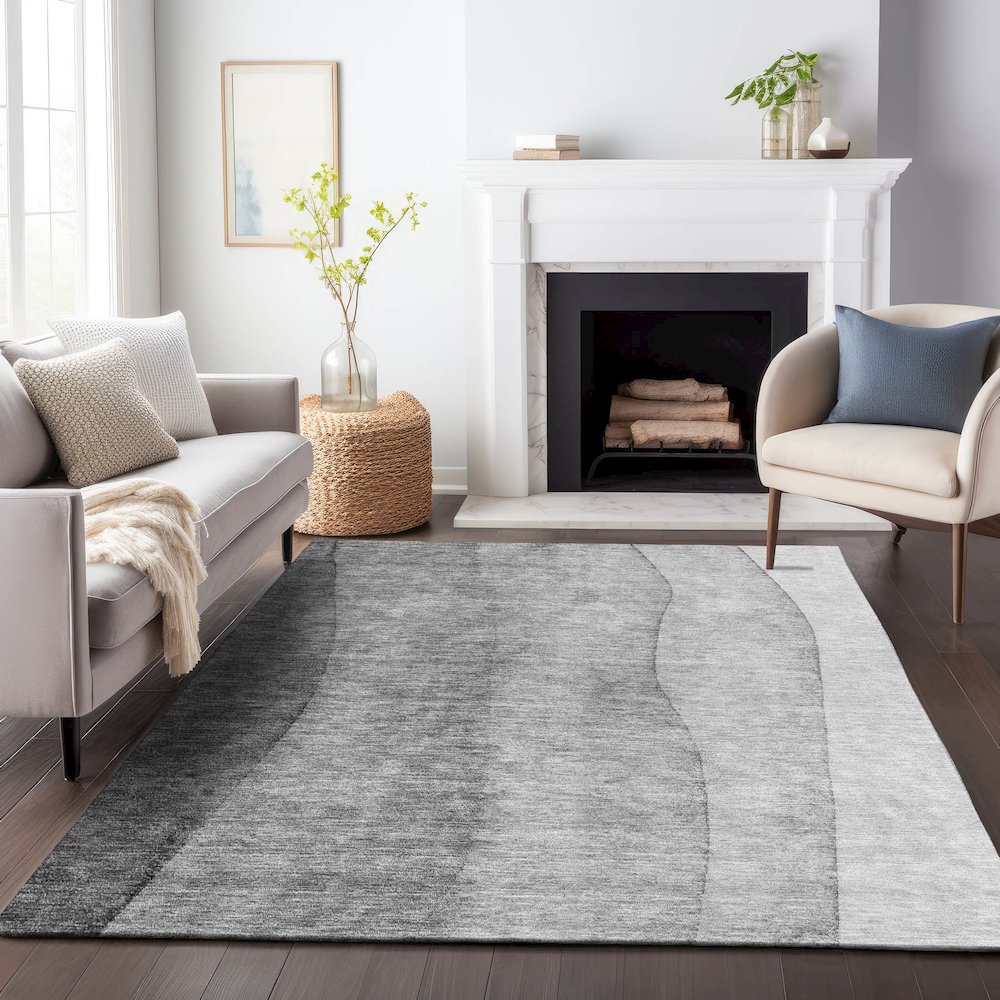 Premium Machine Washable Mayfield AMF690 Gray 5' x 7'6" Rug. Picture 5