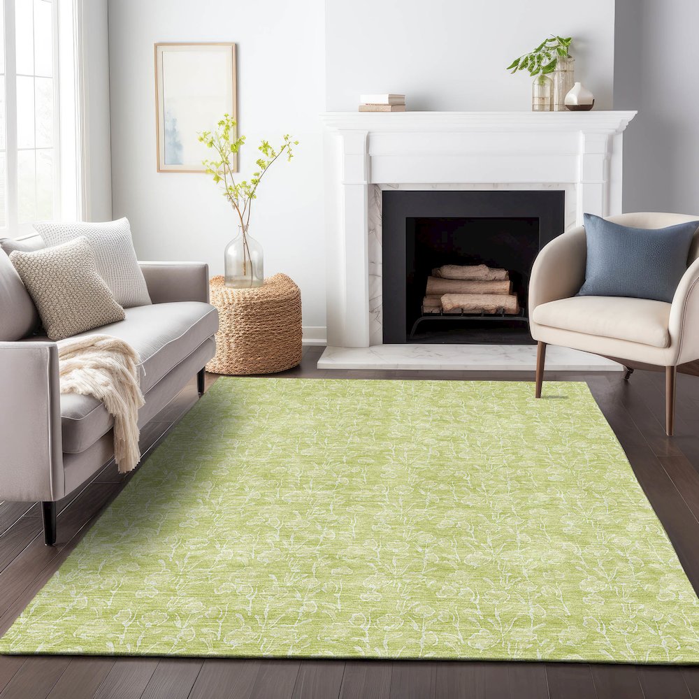 Premium Machine Washable Mayfield AMF691 Aloe 5' x 7'6" Rug. Picture 5