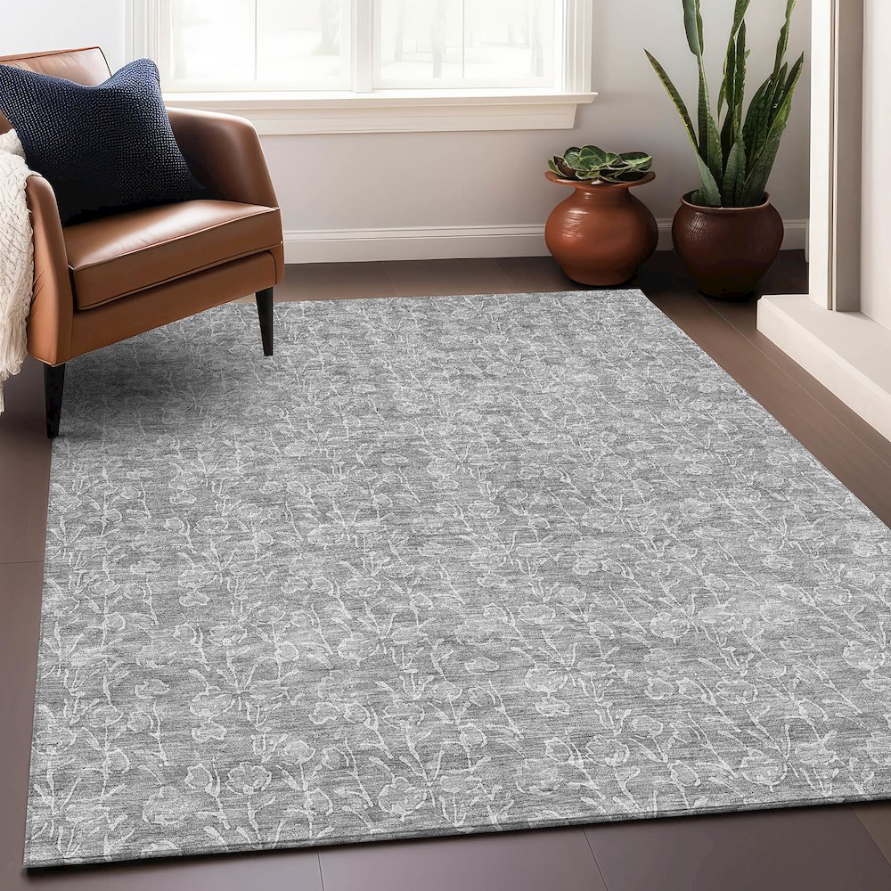 Premium Machine Washable Mayfield AMF691 Silver 5' x 7'6" Rug. Picture 6