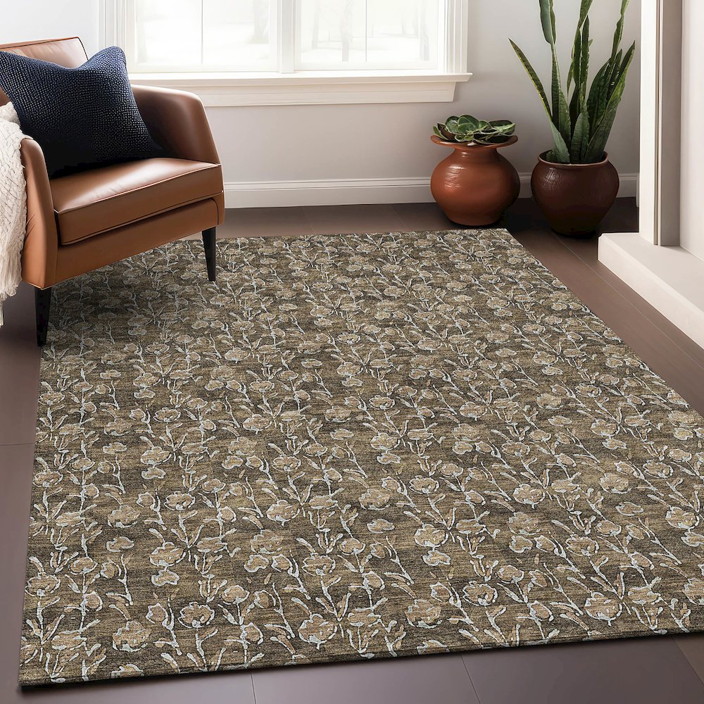 Premium Machine Washable Mayfield AMF692 Brown 5' x 7'6" Rug. Picture 6