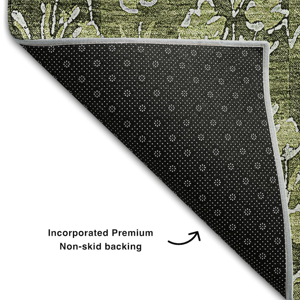 Premium Machine Washable Mayfield AMF692 Olive 2'6" x 3'10" Rug. Picture 2