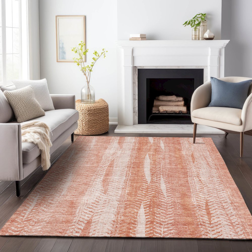 Premium Machine Washable Mayfield AMF694 Coral 5' x 7'6" Rug. Picture 5
