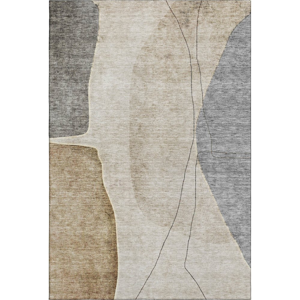 Premium Machine Washable Mayfield AMF696 Taupe 5' x 7'6" Rug. Picture 1