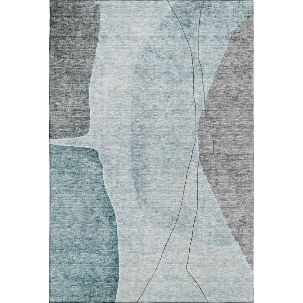Premium Machine Washable Mayfield AMF696 Teal 5' x 7'6" Rug. Picture 1