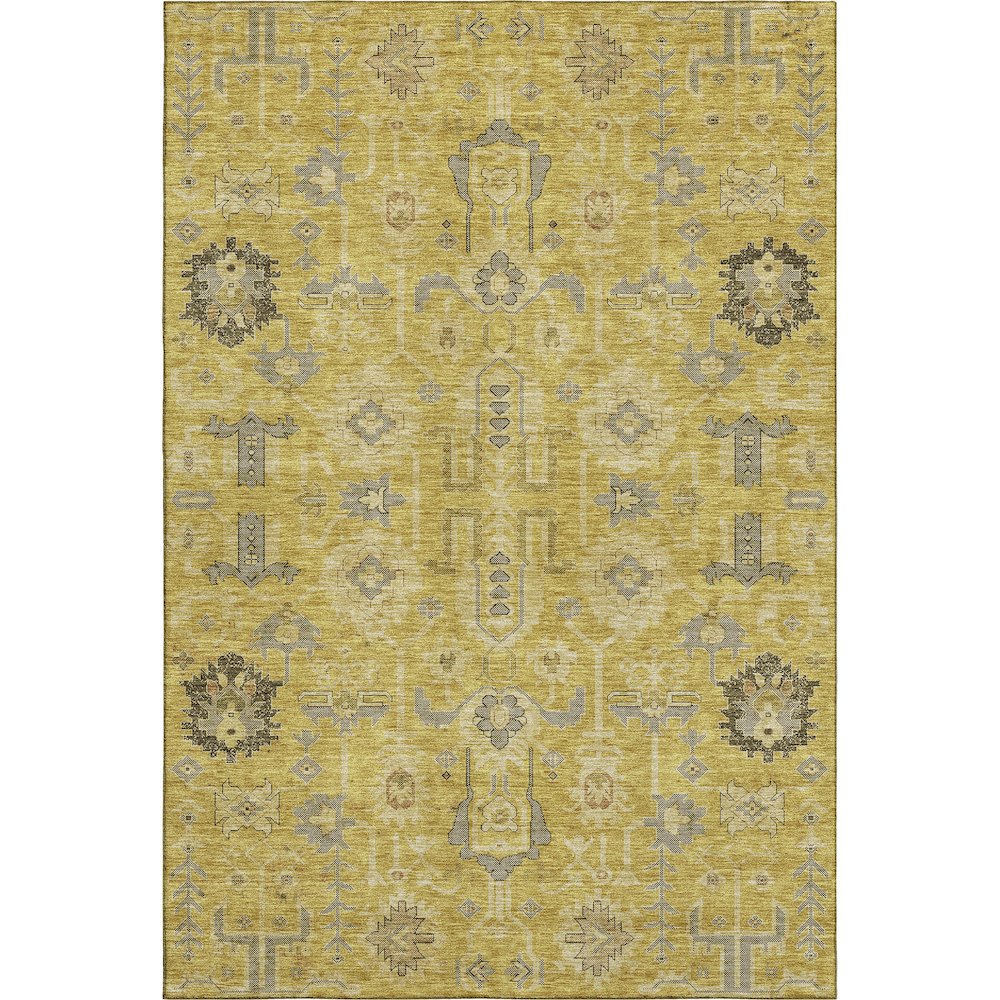 Premium Machine Washable Mayfield AMF697 Gold 5' x 7'6" Rug. Picture 1