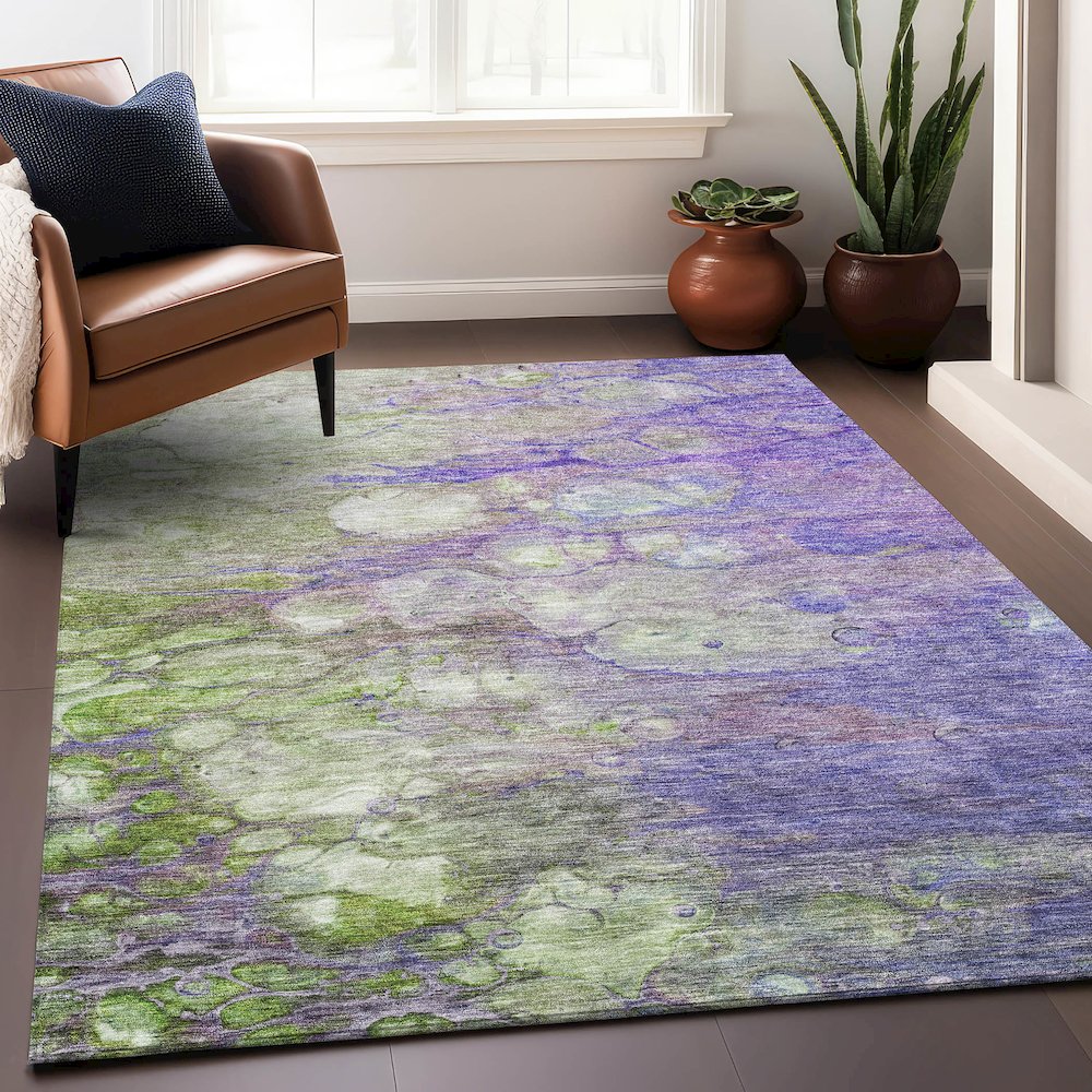 Premium Machine Washable Mayfield AMF698 Purple 5' x 7'6" Rug. Picture 6