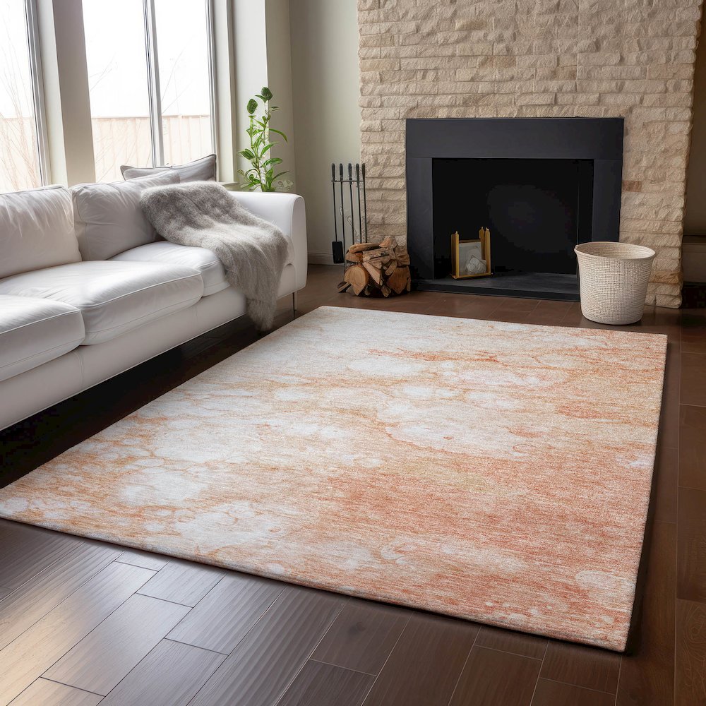 Premium Machine Washable Mayfield AMF699 Coral 5' x 7'6" Rug. Picture 6