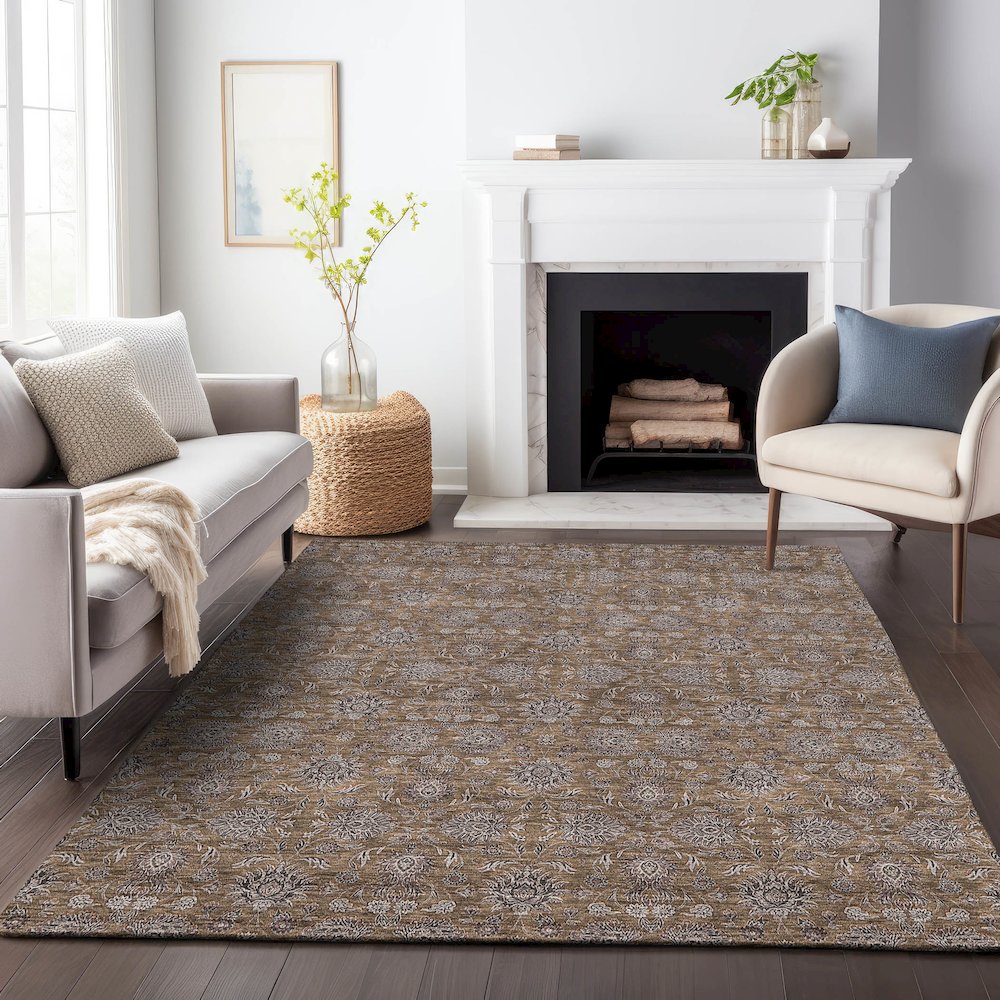 Premium Machine Washable Mayfield AMF702 Chocolate 5' x 7'6" Rug. Picture 5