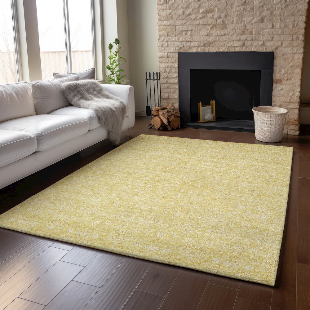 Premium Machine Washable Mayfield AMF703 Honey 5' x 7'6" Rug. Picture 6