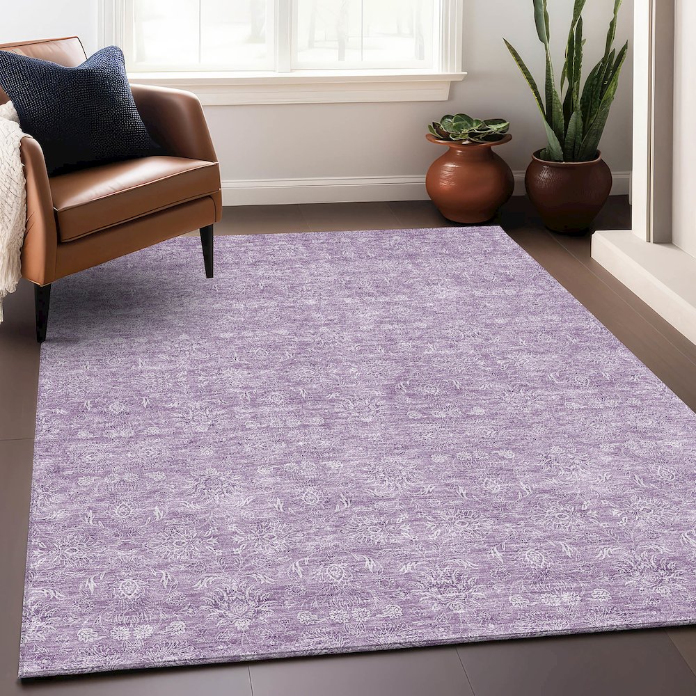 Premium Machine Washable Mayfield AMF703 Lavender 5' x 7'6" Rug. Picture 6