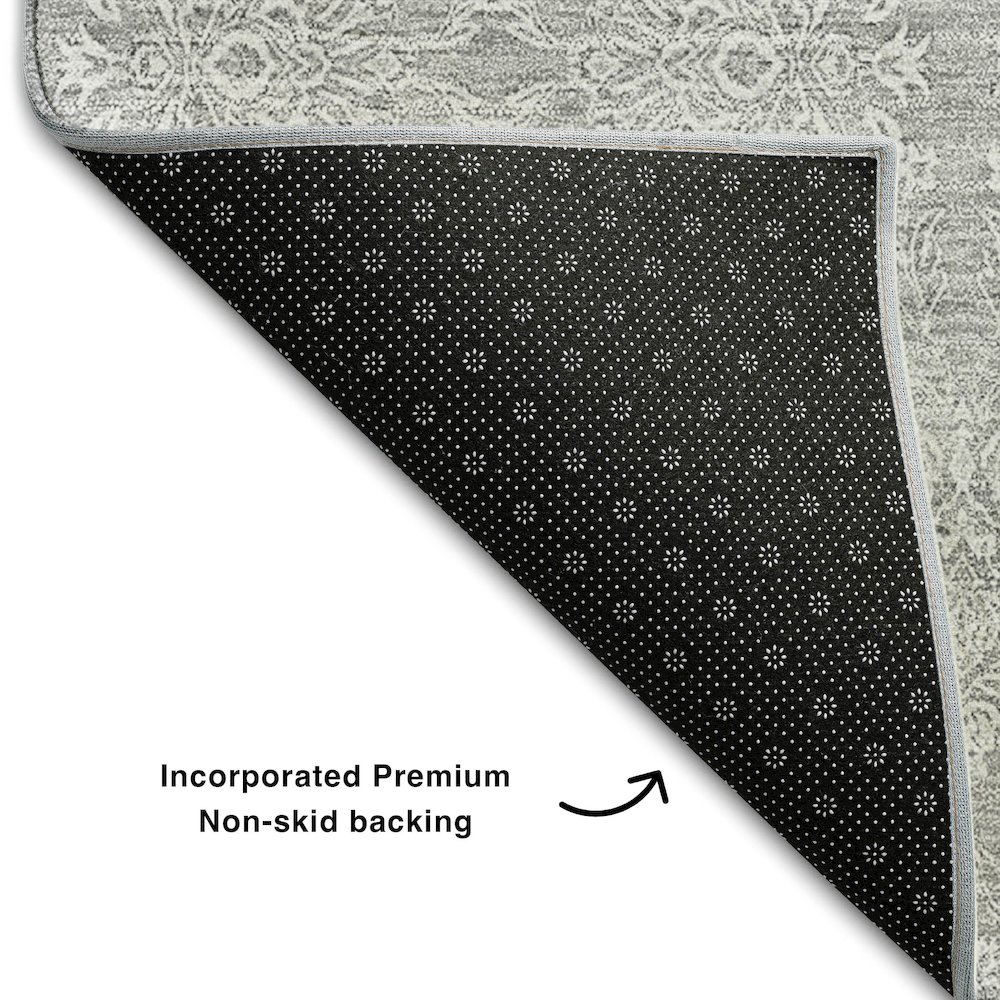 Premium Machine Washable Mayfield AMF703 Silver 2'6" x 3'10" Rug. Picture 2