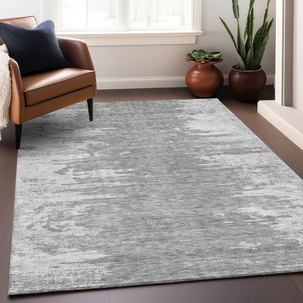 Premium Machine Washable Mayfield AMF705 Silver 5' x 7'6" Rug. Picture 6