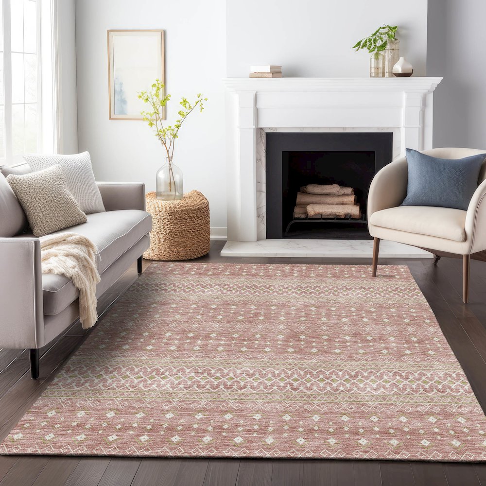 Premium Machine Washable Mayfield AMF709 Blush 5' x 7'6" Rug. Picture 5
