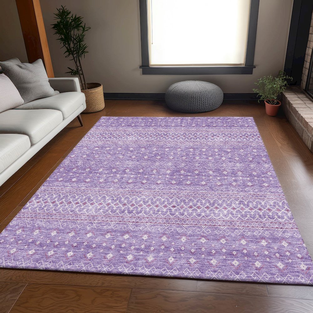 Premium Machine Washable Mayfield AMF709 Lavender 5' x 7'6" Rug. Picture 5