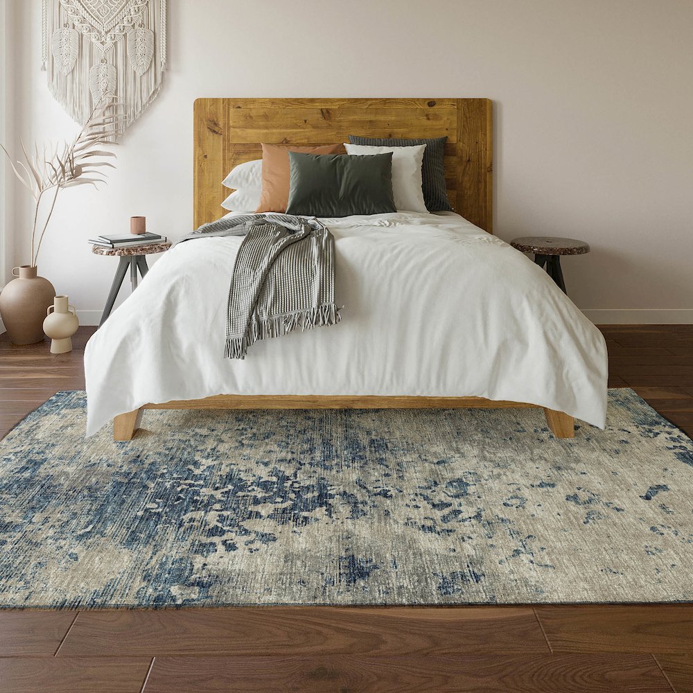 Premium Machine Washable Mayfield  Blue 5' x 7'6" Rug. Picture 6