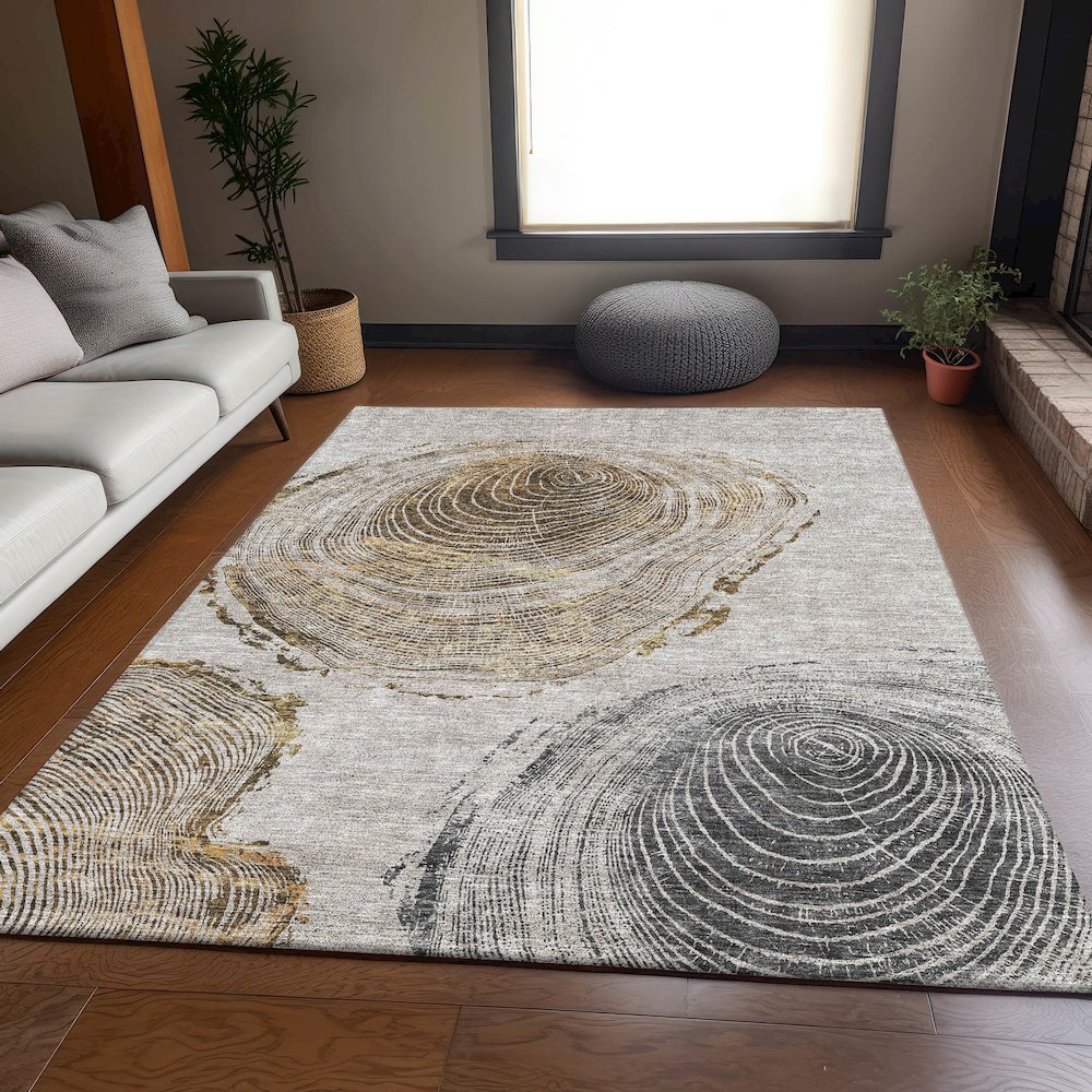 Premium Machine Washable Mayfield AMF713 Taupe 5' x 7'6" Rug. Picture 5