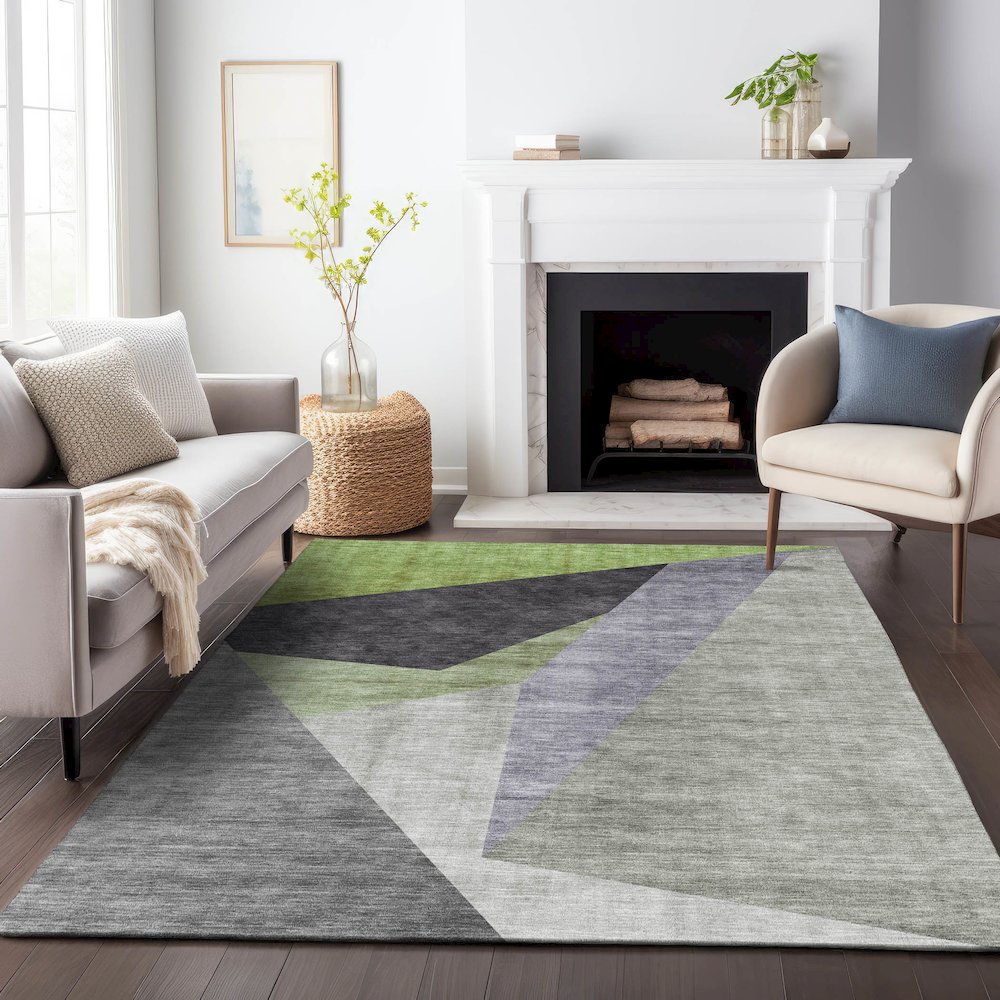 Premium Machine Washable Mayfield AMF716 Sage 5' x 7'6" Rug. Picture 5