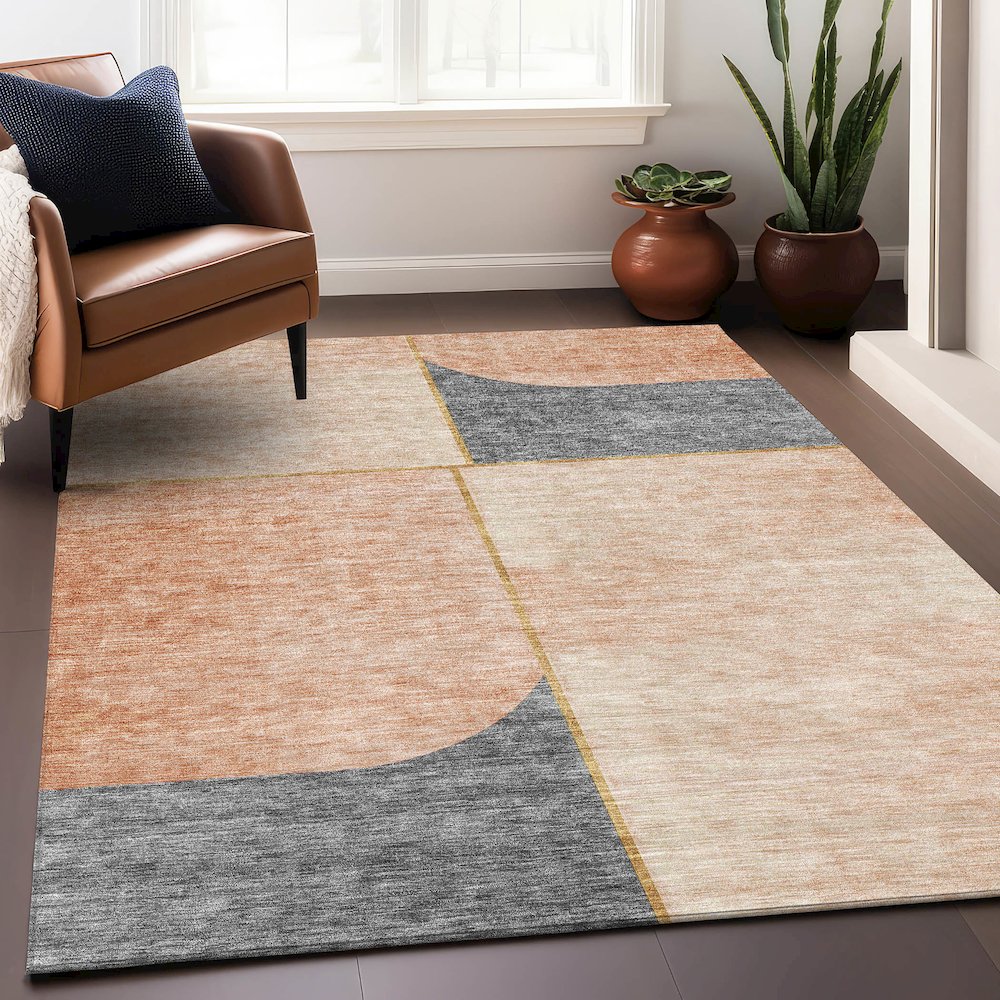 Premium Machine Washable Mayfield AMF717 Coral 5' x 7'6" Rug. Picture 6
