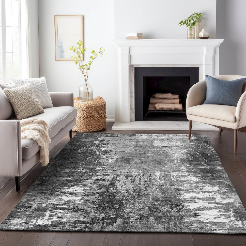Premium Machine Washable Mayfield AMF718 Gray 5' x 7'6" Rug. Picture 5