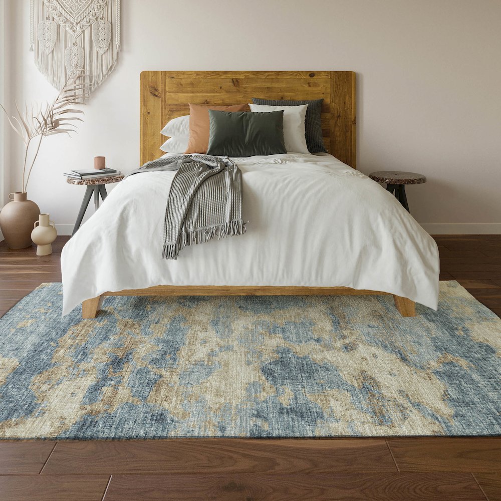 Premium Machine Washable Mayfield  Blue 5' x 7'6" Rug. Picture 6