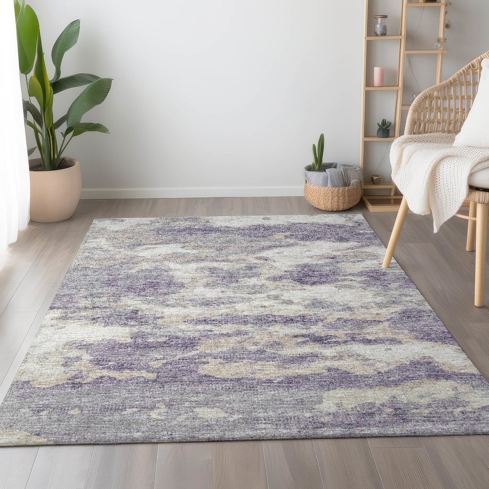 Premium Machine Washable Mayfield  Purple 5' x 7'6" Rug. Picture 5