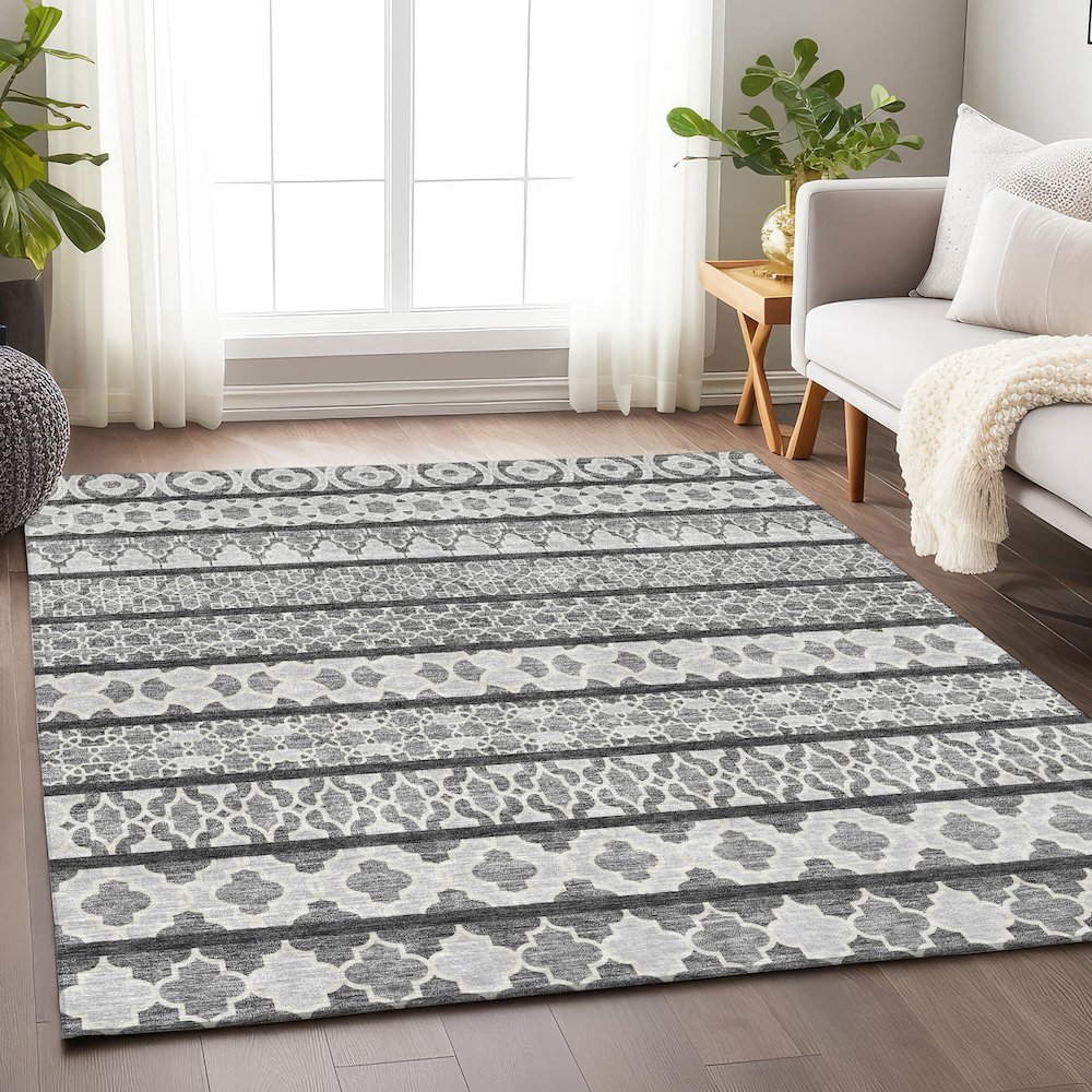 Premium Machine Washable Mayfield AMF726 Gray 5' x 7'6" Rug. Picture 5