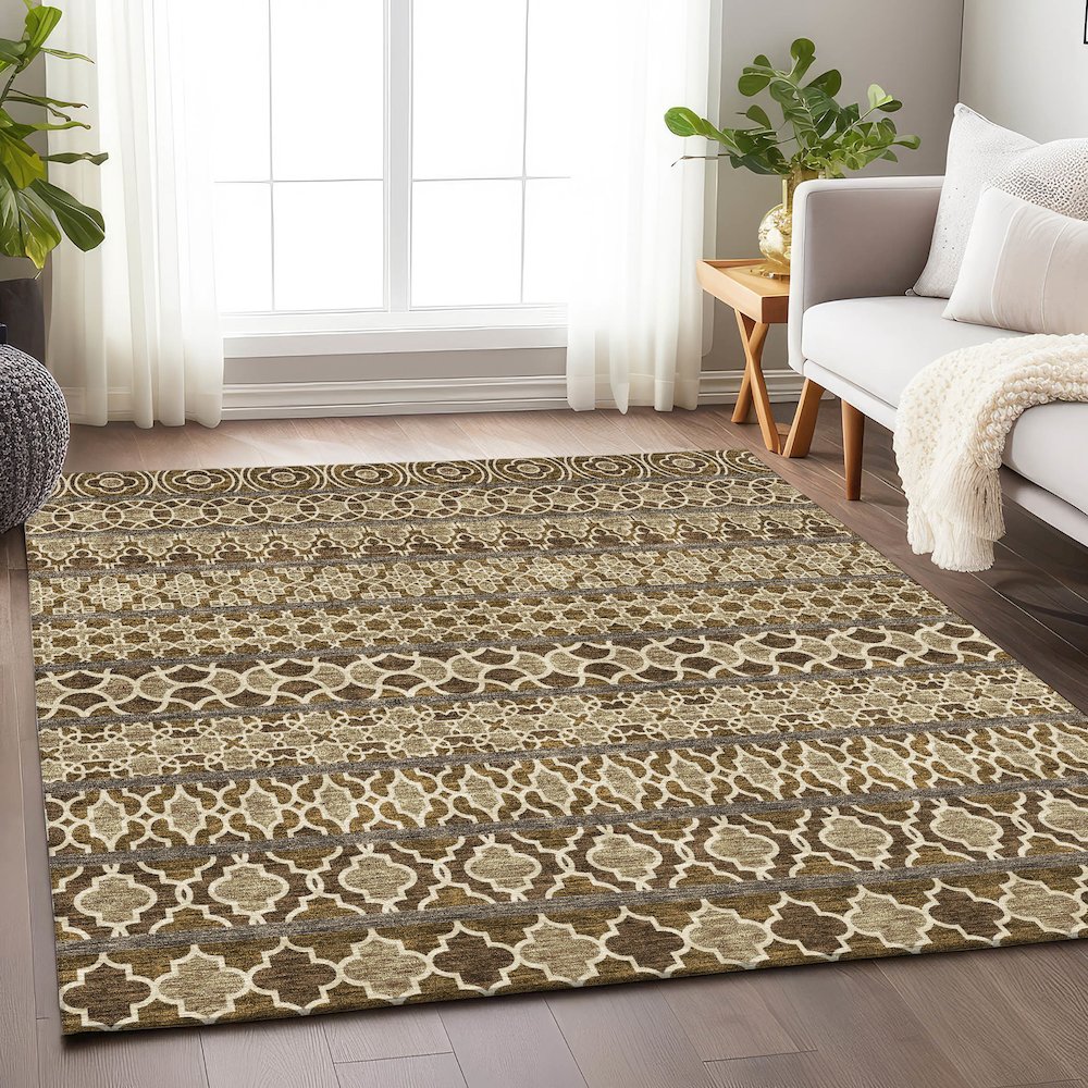 Premium Machine Washable Mayfield AMF726 Mocha 5' x 7'6" Rug. Picture 5