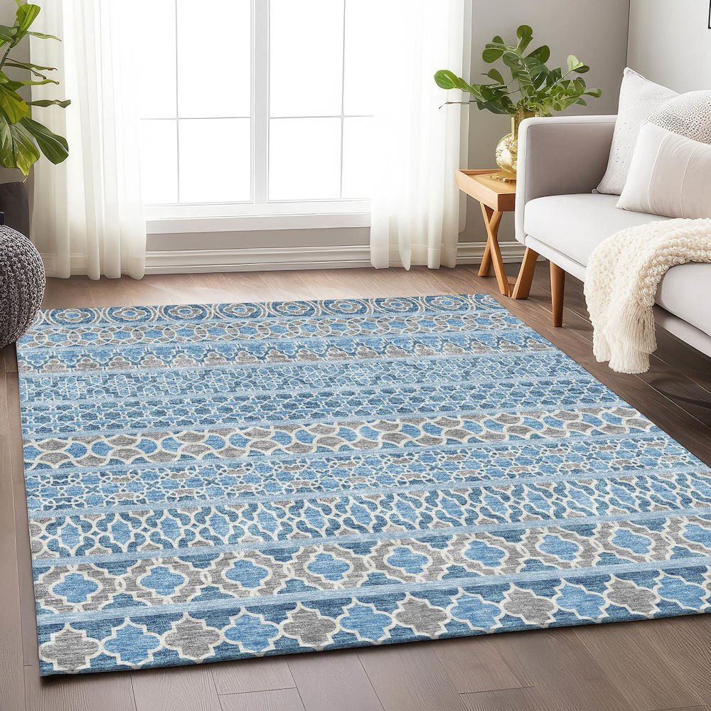 Premium Machine Washable Mayfield AMF726 Sky 5' x 7'6" Rug. Picture 5