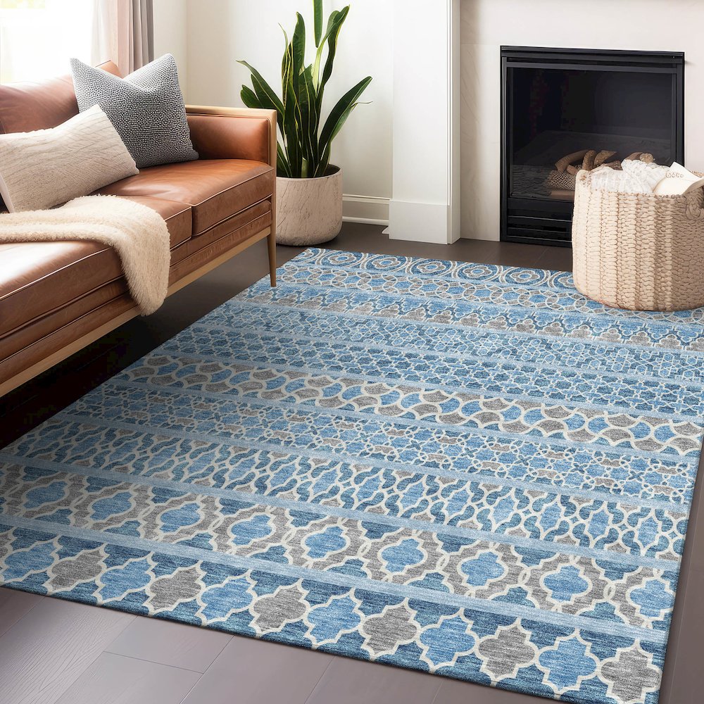 Premium Machine Washable Mayfield AMF726 Sky 5' x 7'6" Rug. Picture 6