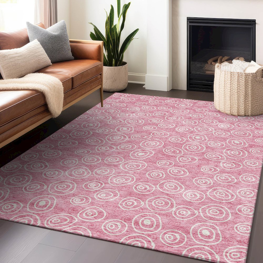 Premium Machine Washable Mayfield AMF728 Pink 5' x 7'6" Rug. Picture 6