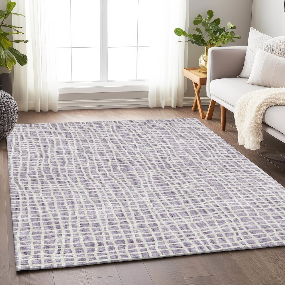 Premium Machine Washable Mayfield AMF729 Lilac 5' x 7'6" Rug. Picture 5