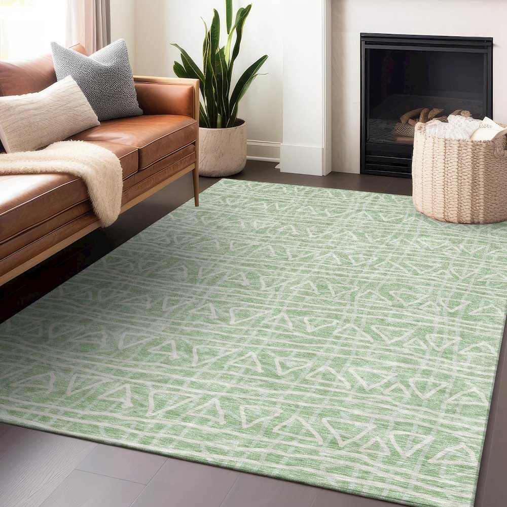 Premium Machine Washable Mayfield AMF730 Mint 5' x 7'6" Rug. Picture 6