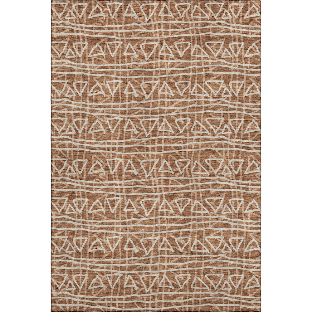 Premium Machine Washable Mayfield AMF730 Terracotta 5' x 7'6" Rug. Picture 1